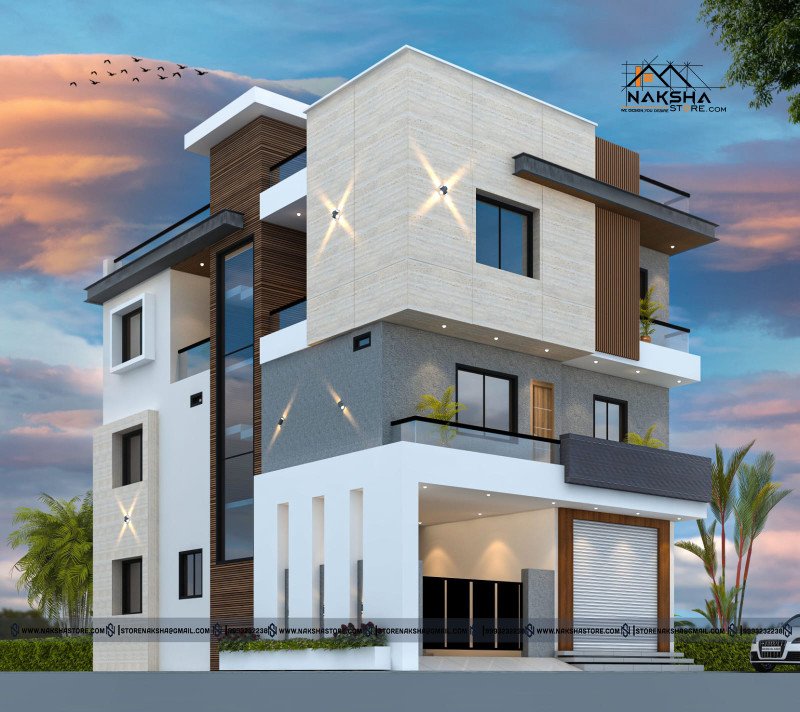 40×40 Modern 3D House Elevation Design | Best Exterior for Indian Homes